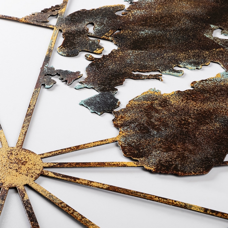 Metalna zidna dekoracija 120x60 cm mapa sveta
