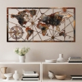 Metalna zidna dekoracija 120×60 cm — mapa sveta