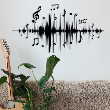 Metalna zidna dekoracija 69x37 cm muzičke note