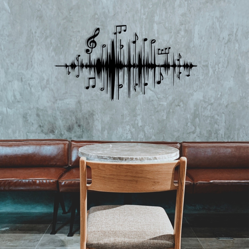 Metalna zidna dekoracija 69x37 cm muzičke note