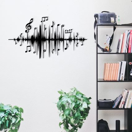 Metalna zidna dekoracija 69x37 cm muzičke note