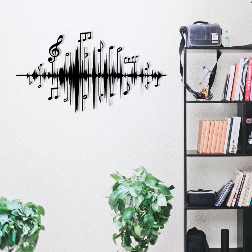 Metalna zidna dekoracija 69x37 cm muzičke note
