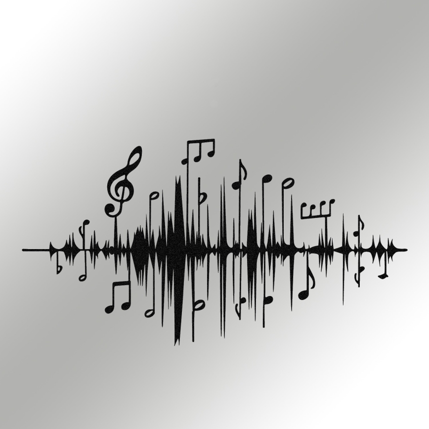 Metalna zidna dekoracija 69x37 cm muzičke note