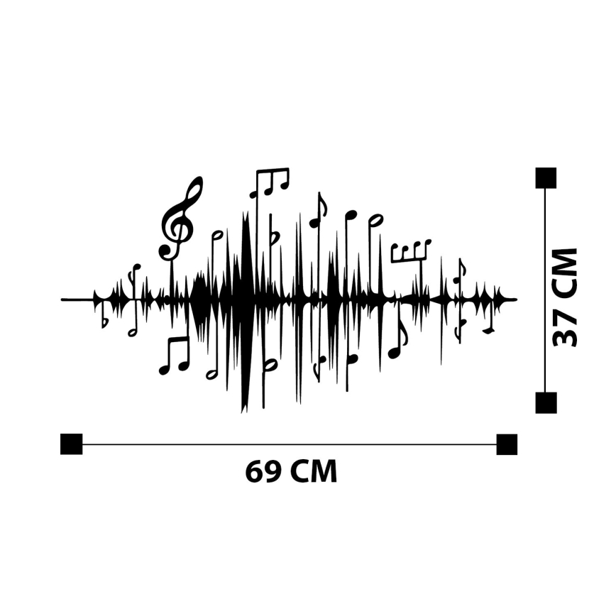 Metalna zidna dekoracija 69x37 cm muzičke note