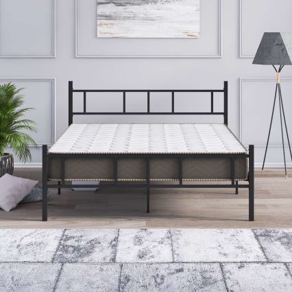 Metalni bračni krevet PIRON 160x200 cm, crne boje, nosivost 200 kg