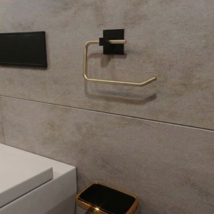 Metalni držač toaletnog papira 8x16 cm crna/zlatna