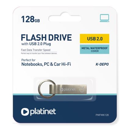 Metalni vodootporni USB fleš disk 128 GB, mat hrom