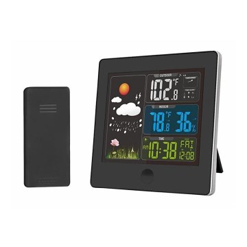 Meteo stanica sa LCD ekranom, napajanje 230V/2xAAA + 2xAAA, crna