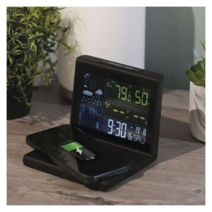 Meteorološka stanica sa bežičnim punjenjem 5V 2xAA + 2xAAA crna