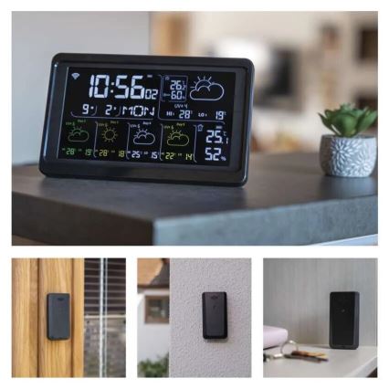Meteo stanica sa LCD displejom GoSmart 230V/3xAAA + 2×AAA Wi-Fi Tuya crna