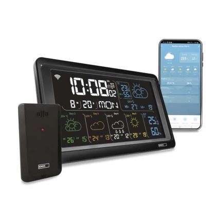 Meteo stanica sa LCD displejom GoSmart 230V/3xAAA + 2×AAA Wi-Fi Tuya crna