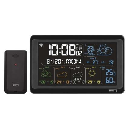 Meteo stanica sa LCD displejom GoSmart 230V/3xAAA + 2×AAA Wi-Fi Tuya crna