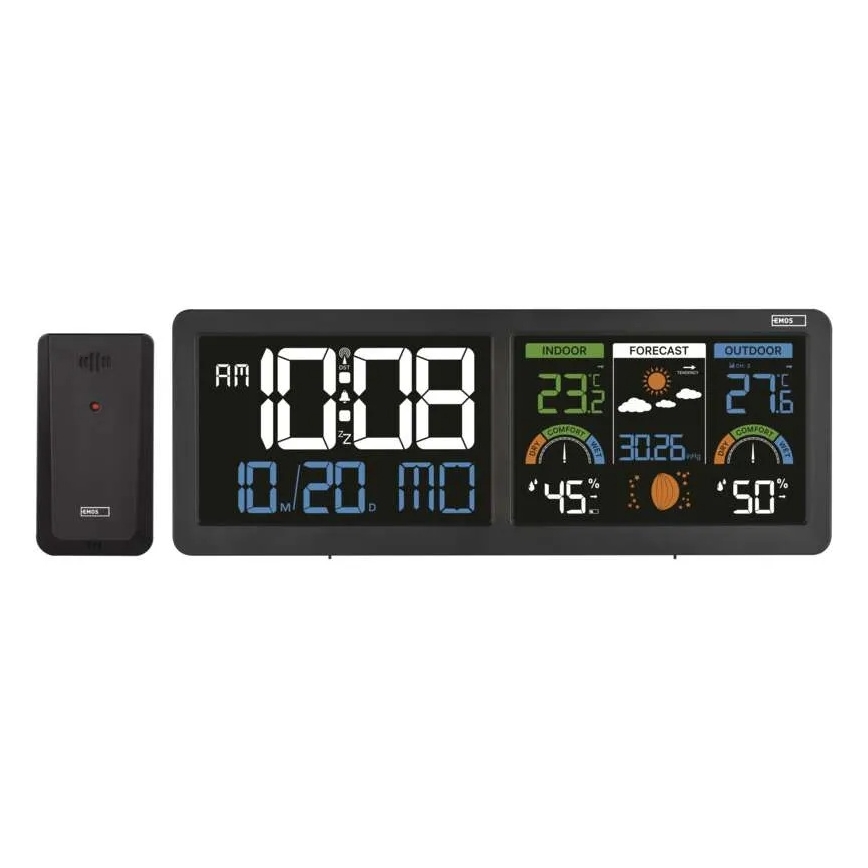 Meteostanica sa LCD ekranom u boji i budilnikom, 5V, 3xAAA + 2xAA, crna