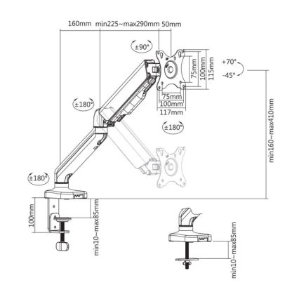 MK FLORIA MKF-21DP113S2 - Podesivi nosač monitora 32 crne boje