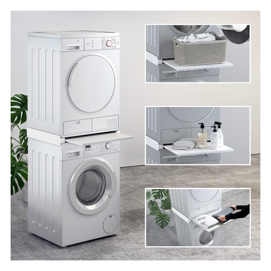 MK FLORIA MKF-23MZ601 - Nadstavec za veš mašinu i sušilicu sa izvlačnom policom 60 cm, bela