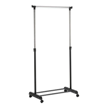 Mobilna metalna vešalica 170x88 cm crna/sjajni hrom