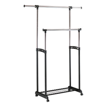 Mobilni metalni stalak za odeću 170x142 cm crna/sjajni hrom