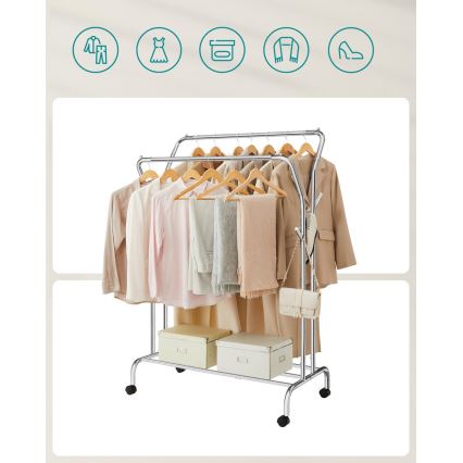 Mobilni stalak za kapute LINEA, srebrni