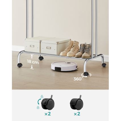 Mobilni stalak za kapute LINEA, srebrni