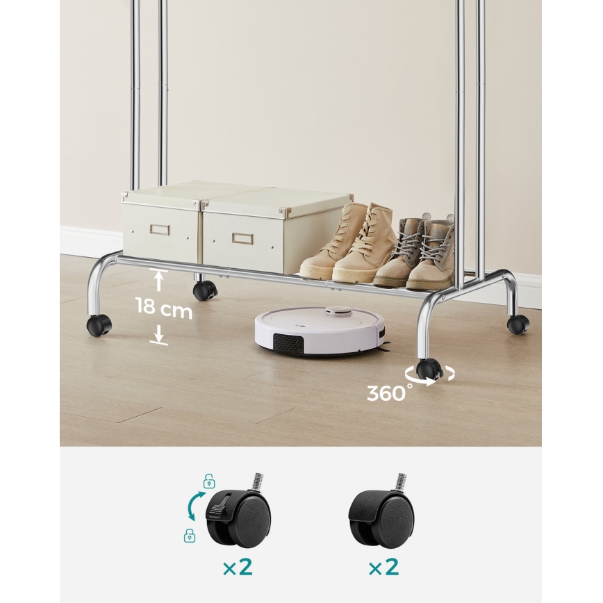 Mobilni stalak za kapute LINEA, srebrni