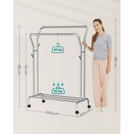 Mobilni stalak za kapute LINEA, srebrni