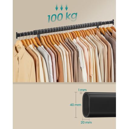 Mobilni stalak za odeću LINEA, crni