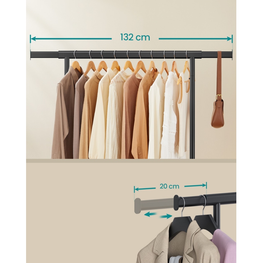 Mobilni stalak za odeću LINEA, crni