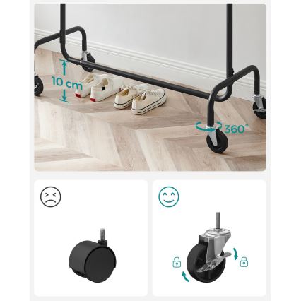 Mobilni stalak za odeću LINEA crni