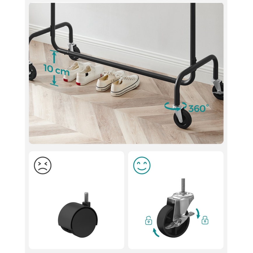 Mobilni stalak za odeću LINEA crni