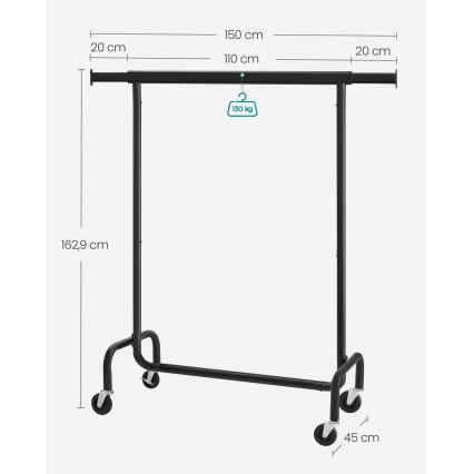 Mobilni stalak za odeću LINEA crni