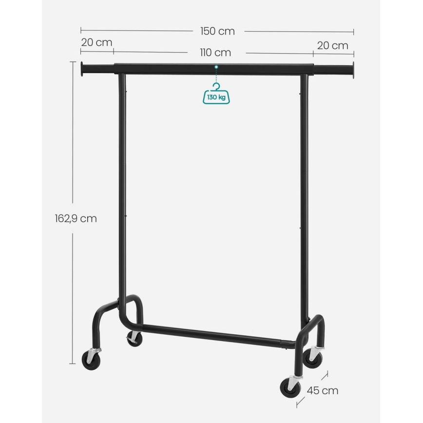 Mobilni stalak za odeću LINEA crni