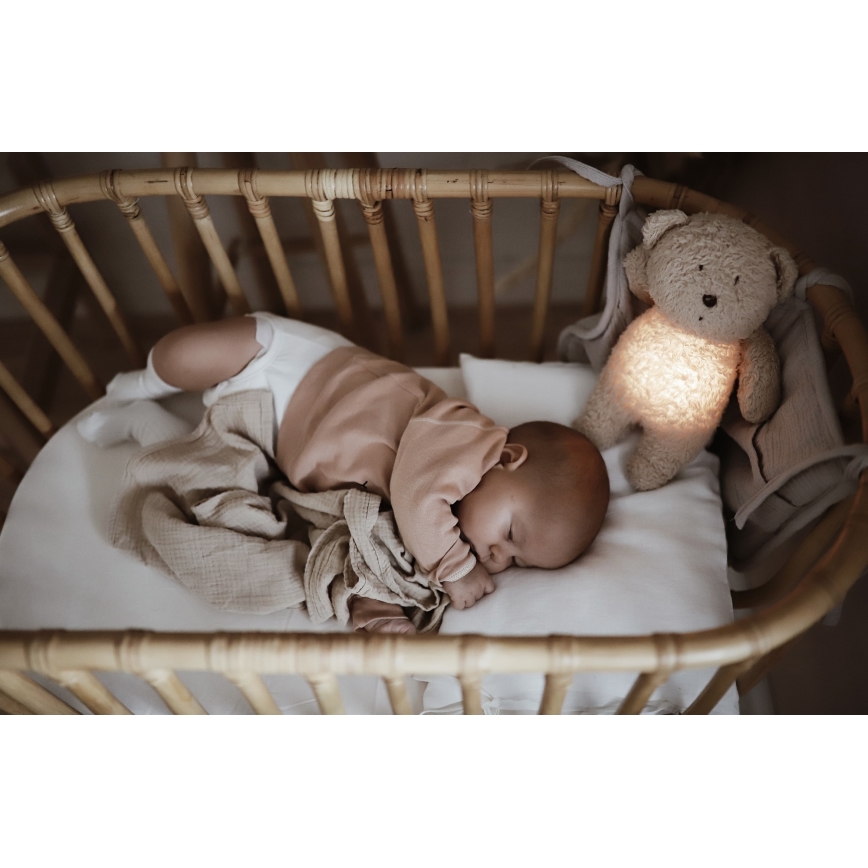 Moonie - Meda za uspavljivanje 2.0 sa melodijom i svetlom organic cappuccino
