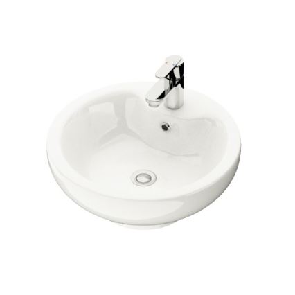 Nadgradni umivaonik DRAMMEN, prečnik 40,1 cm, keramika/bela