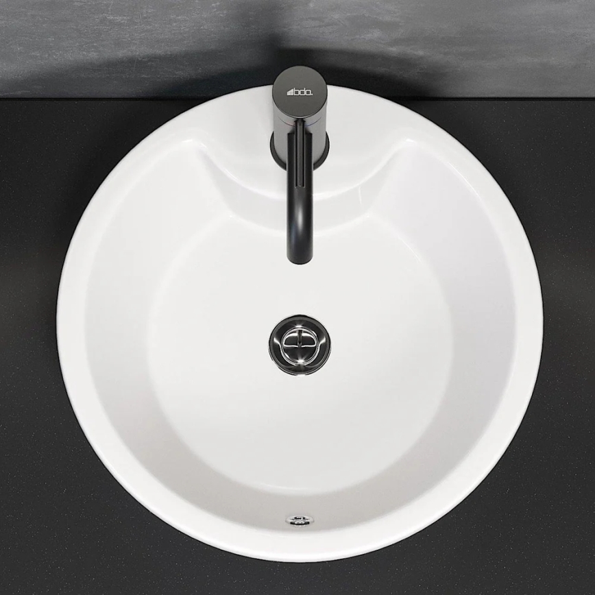 Nadgradni umivaonik DRAMMEN, prečnik 40,1 cm, keramika/bela