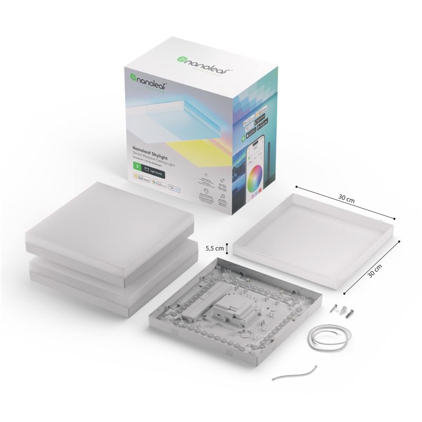 Nanoleaf - KOMPLET 3x LED RGBW prigušiva stropna svetiljka SKYLIGHT LED/18W/230V + 2xLED/16W/230V 2700-6500K Wi-Fi
