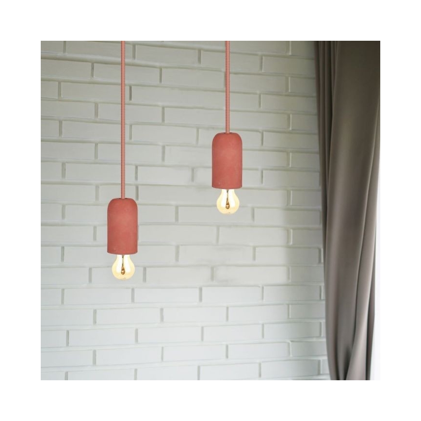 Napajajući kabl 1xE27/60W/230V beton/crvena