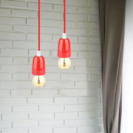 Napajajući kabl 1xE27/60W/230V crvena/porcelan