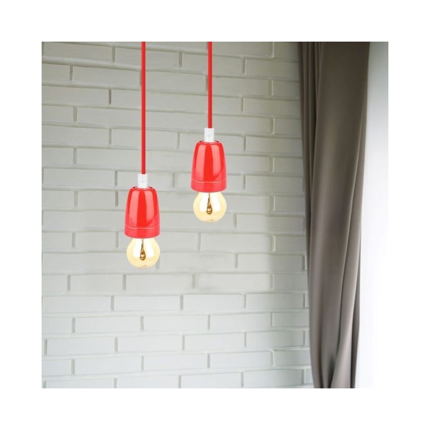 Napajajući kabl 1xE27/60W/230V crvena/porcelan