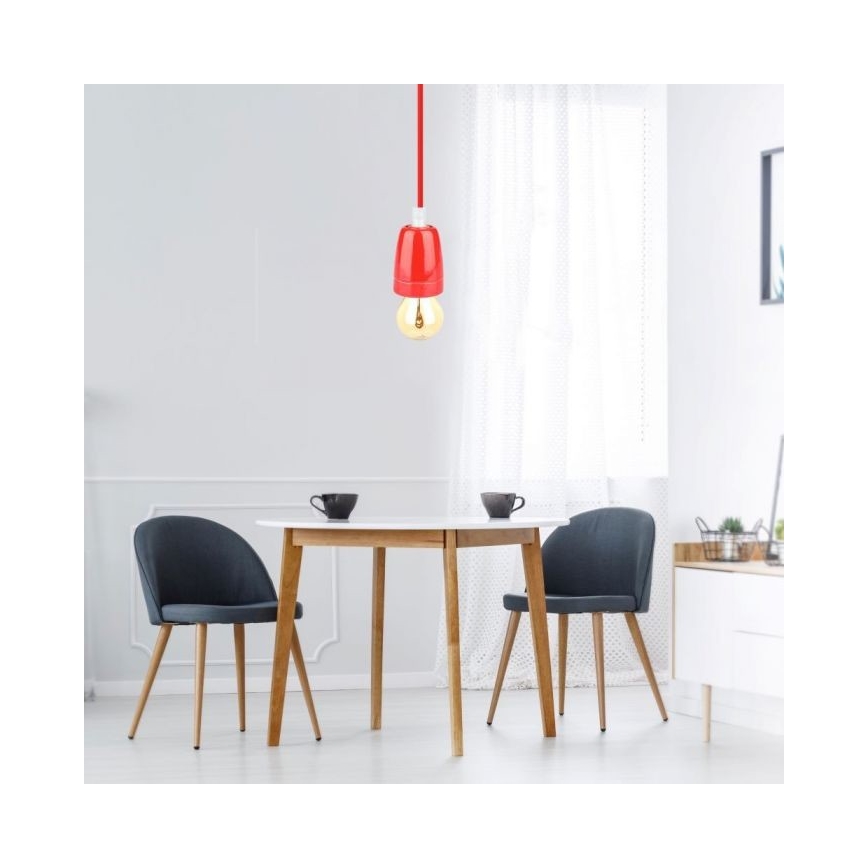 Napajajući kabl 1xE27/60W/230V crvena/porcelan