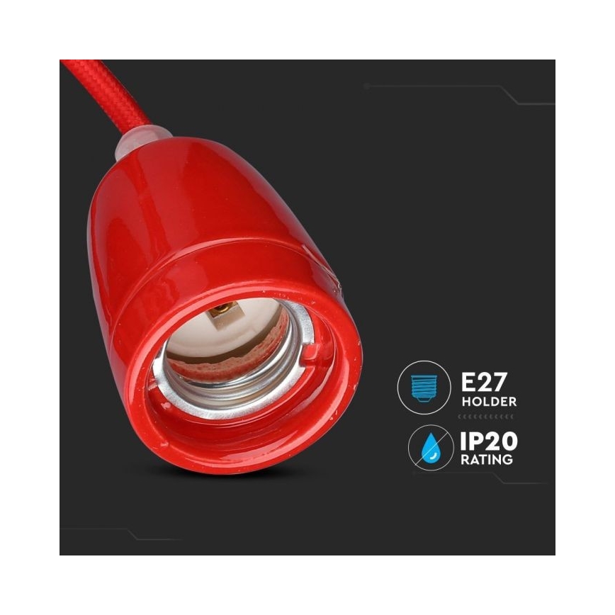 Napajajući kabl 1xE27/60W/230V crvena/porcelan
