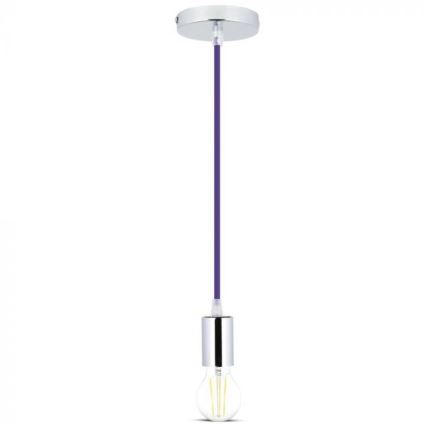 Napajajući kabl 1xE27/60W/230V ljubičasta/sjajni hrom