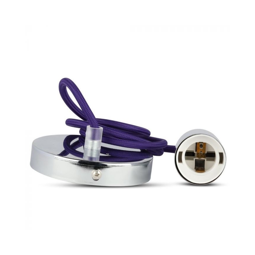 Napajajući kabl 1xE27/60W/230V ljubičasta/sjajni hrom