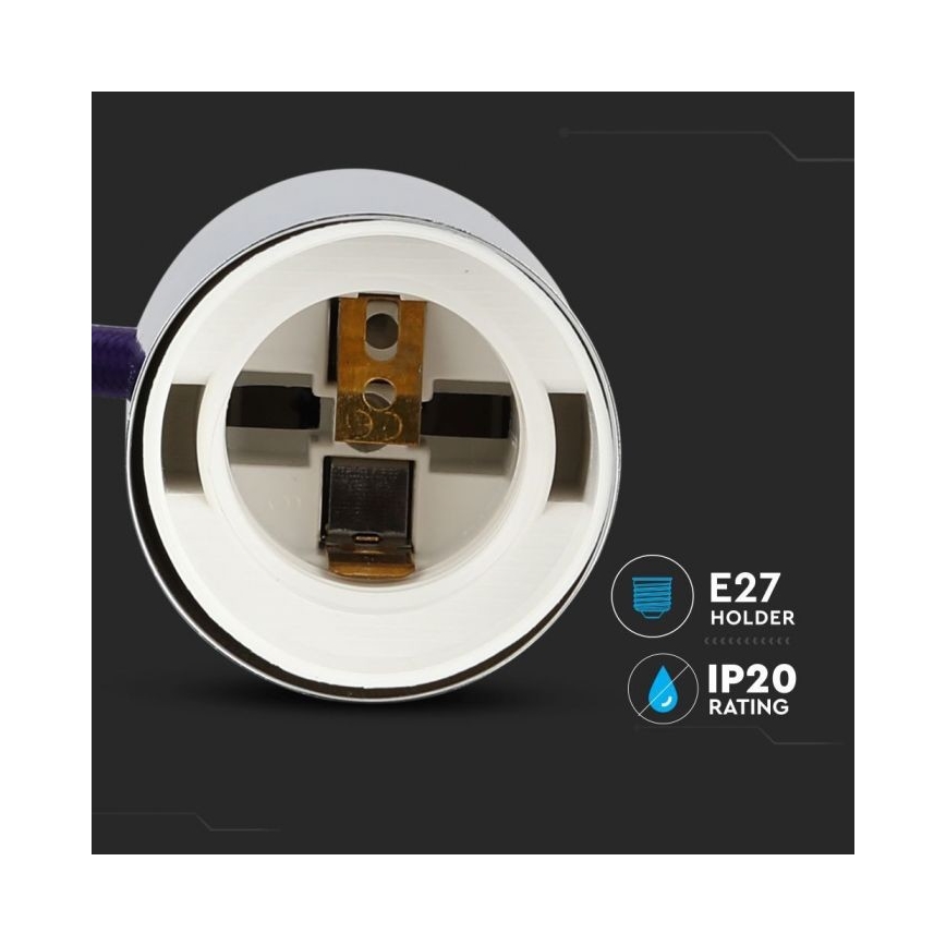 Napajajući kabl 1xE27/60W/230V ljubičasta/sjajni hrom