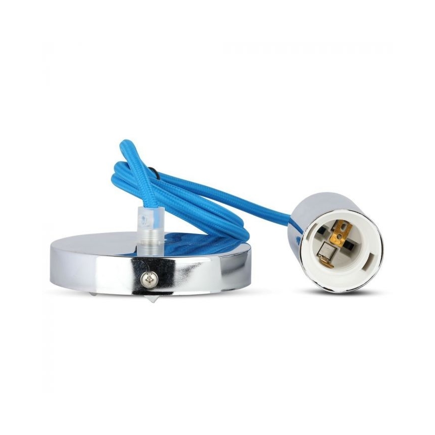 Napajajući kabl 1xE27/60W/230V, plava/sjajni hrom