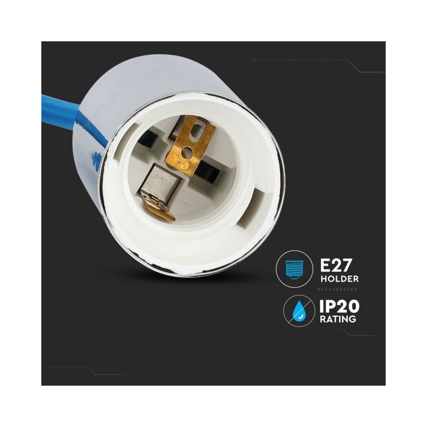 Napajajući kabl 1xE27/60W/230V, plava/sjajni hrom