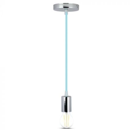 Napajajući kabl 1xE27/60W/230V svetloplava/sjajni hrom