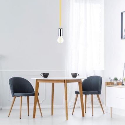 Napajajući kabl 1xE27/60W/230V žut/sjajni hrom