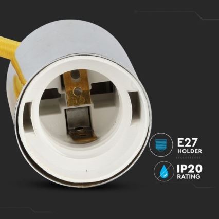 Napajajući kabl 1xE27/60W/230V žut/sjajni hrom