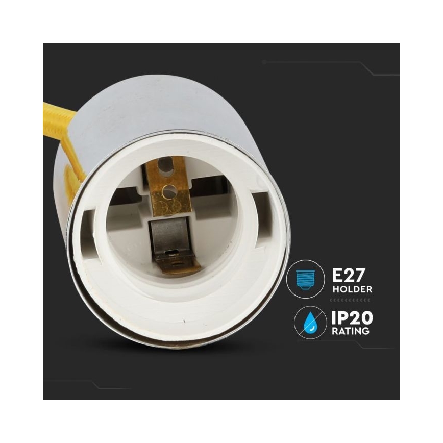 Napajajući kabl 1xE27/60W/230V žut/sjajni hrom