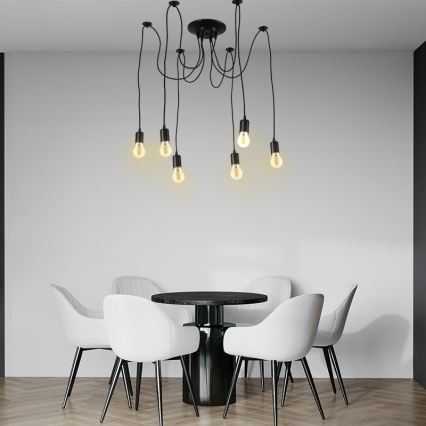 Napajajući kabl 6xE27/60W/230V, pauk, crni